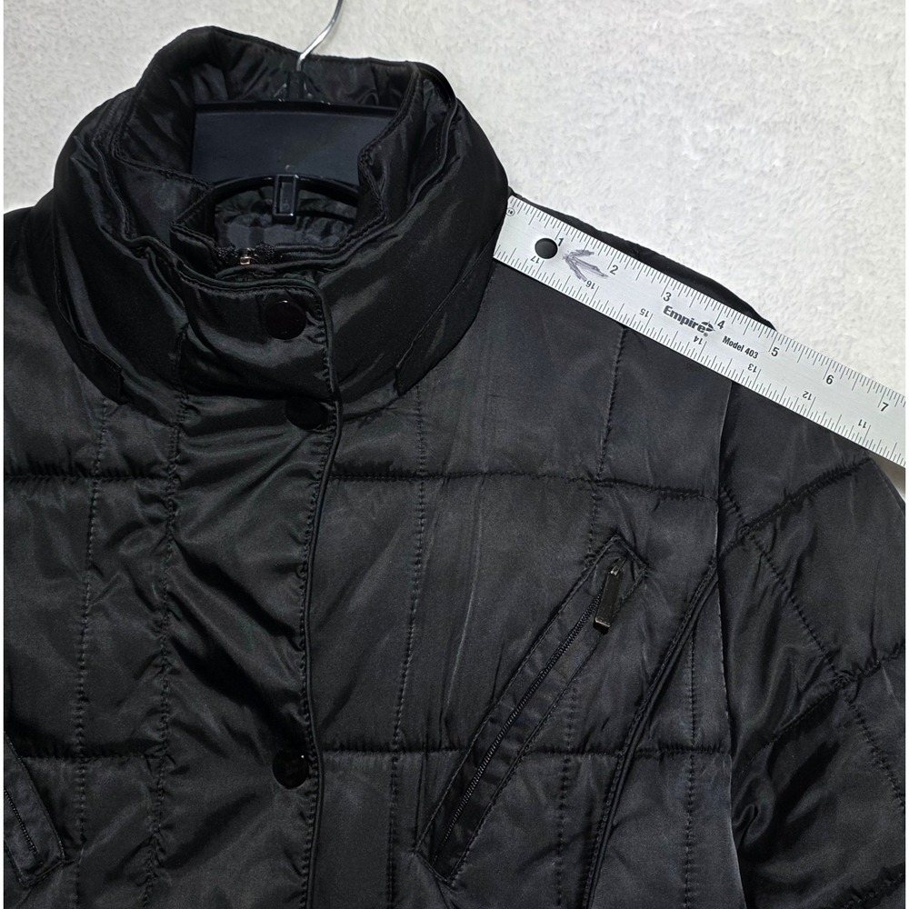 Apt 9 Women's Black Quilted Puffer Coat Longline Snap Button Mock Neck Jacket M - Picture 14 of 15